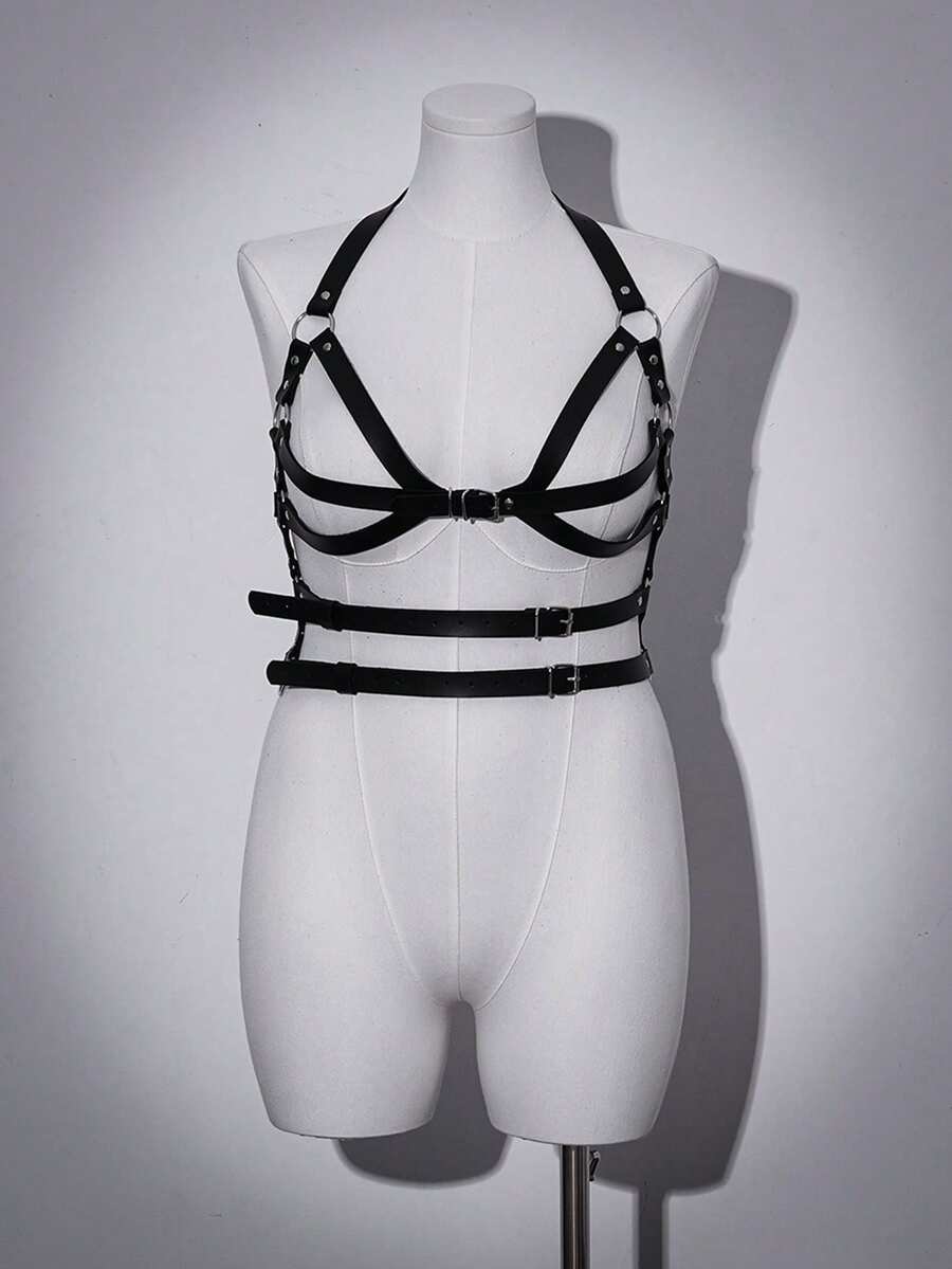 AltCore Plus Size Women's Sexy Lingerie With Round Ring Leather Decor