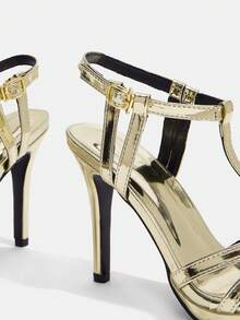 CUCCOO SZL Women's Fashionable Elegant Party Gold Heeled Sandals - Gold - View 5