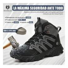 SEGURITO Botas damas trabajo, botas tacticas, impermeables, puntera de acero, planta de Kevlar, suela antideslizante, forro microfibra transpirable, elegante y resistente, ofrece una sensación cómoda al pisar. Adecuado para trabajadores de la construcción, personal de logística, carpinteros, senderismo, actividades al aire libre, trabajo y diversos deportes al aire libre. - Negro - Ver 6
