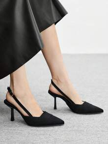 CUCCOO BIZCHIC 女士尖头搭扣设计日常百搭时尚优雅高跟鞋 - 黑色 - 查看 4