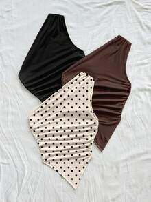 Soleia Áo cánh thời trang Y2K không tay nhún bèo viền bất đối xứng dành cho nữ - Nhiều màu - Xem 4