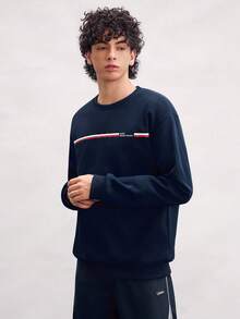 Open Phase Men Crew Neck Loose Fit Fashion Dream Maker Letter Graphic Long Sleeve Casual Sweatshirt, Fall Spring To Summer - Navy Blue - View 5