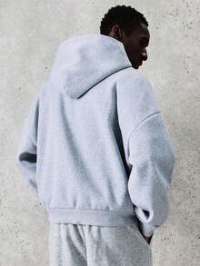 Áo Hoodie Nam SUMWON Essential Full Zip dáng rộng, áo nỉ thường ngày có mũ, dây rút, tay dài, thoải mái, thích hợp cho mùa đông thu, phong cách đường phố, mặc nhà hàng ngày, màu trơn - Màu Xám nhạt - Xem 2