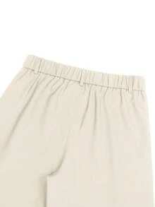 Manfinity Mode 男士休闲/商务斜插口袋纯色长裤 男士正装裤 男士褶裥西装裤 男士休闲裤 米色男士长裤 - 米色 - 查看 7