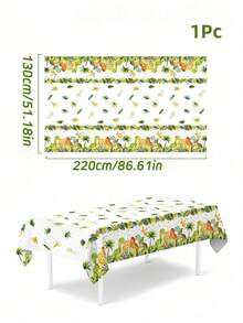 1/2/4 piezas Mantel desechable con tema de dinosaurio, vajilla de fiesta, camino de mesa, decoración perfecta para fiesta de cumpleaños, día festivo o San Valentín - Multicolor - Ver 9