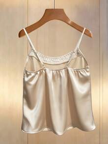 Franclia 女士纯色吊带无袖串珠吊带衫 - 黑與白 - 查看 2