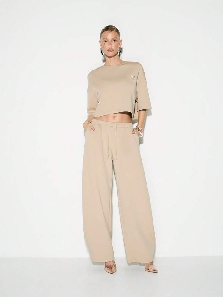 KIZN Relaxed Drawstring Waist Wide Leg Sweatpants Comfortable Jogger Pants Casual Loose Fit Lounge Wear