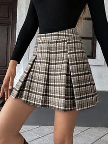 Pariaura 2025 Versatile Plaid Pleated Mini Skirt - Women's Fall Casual Commute Easy-Match Minimalist Style - Multicolor - View 2
