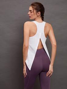 Activina Top sin mangas de unicolor casual con espalda de tirantes, versátil para el verano - Blanco - Ver 5