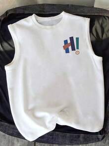 Glimmora Men's Round Neck Letter Print Casual Versatile Commuter Top - White - View 1