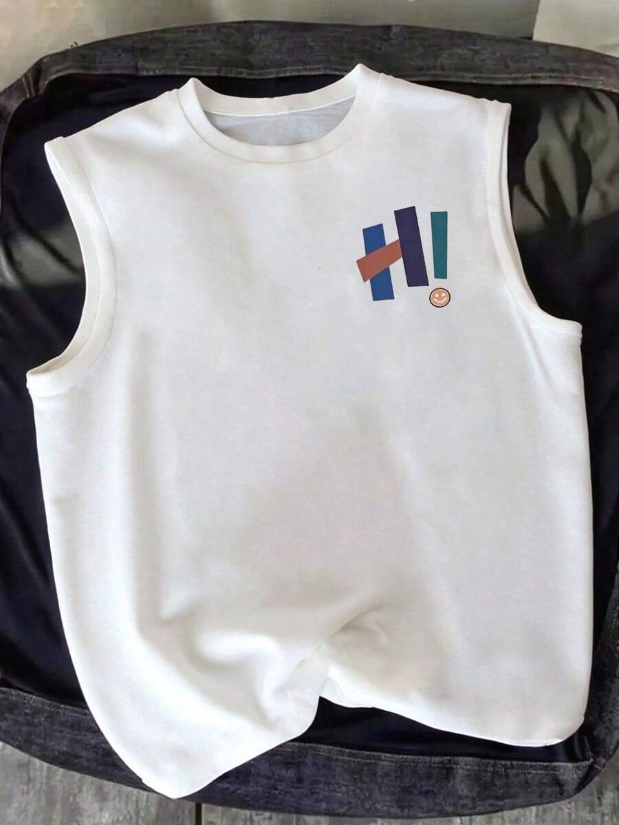 Glimmora Men's Round Neck Letter Print Casual Versatile Commuter Top - White - View 1