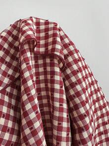 Elamini 红色提花格纹无袖镂空收腰荷叶边迷你连衣裙，女士春夏款，适合度假、复古、优雅、通勤、约会等场合，简约百搭。 - 紅色 - 查看 8