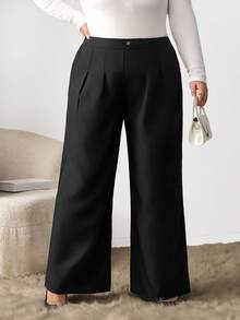Enliva Nữ Plus Size Xám-Cam Xuân/Hè Hàng Mới Về Thời Trang, Đơn Giản & Đơn Giản Quần Ống Rộng Để Giảm Béo vẻ ngoài - màu đen - Xem 6