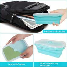صندوق غداء قابل للطي قطعة واحدة، صندوق غداء من السيليكون، صندوق تخزين سلطة الفواكه، صندوق تخزين طعام محمول للسفر، حاوية تخزين طعام للنزهات والتخييم، مع غطاء محكم الإغلاق وصمام تهوية، مانع للتسرب وسهل التنظيف - متعدد الألوان - مشاهدة 9