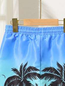 SHEIN 男童个性化泳裤，棕榈叶印花设计，舒适透气，适合游泳池和海滩穿着 - 彩色 - 查看 6