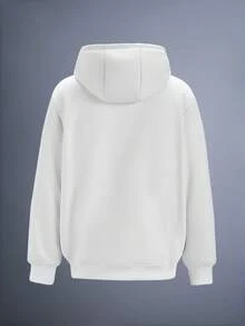 Driftmere 1pc Men's Thermal Lined Zip-Up Hooded Jacket, Casual And Versatile Fleece-Lined Jacket, Fall/Winter - White - View 2