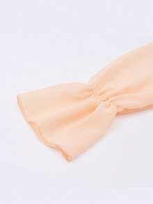 Gloray Ruffle Trim Flounce Sleeve Knot Front Top - Baby Pink - View 4