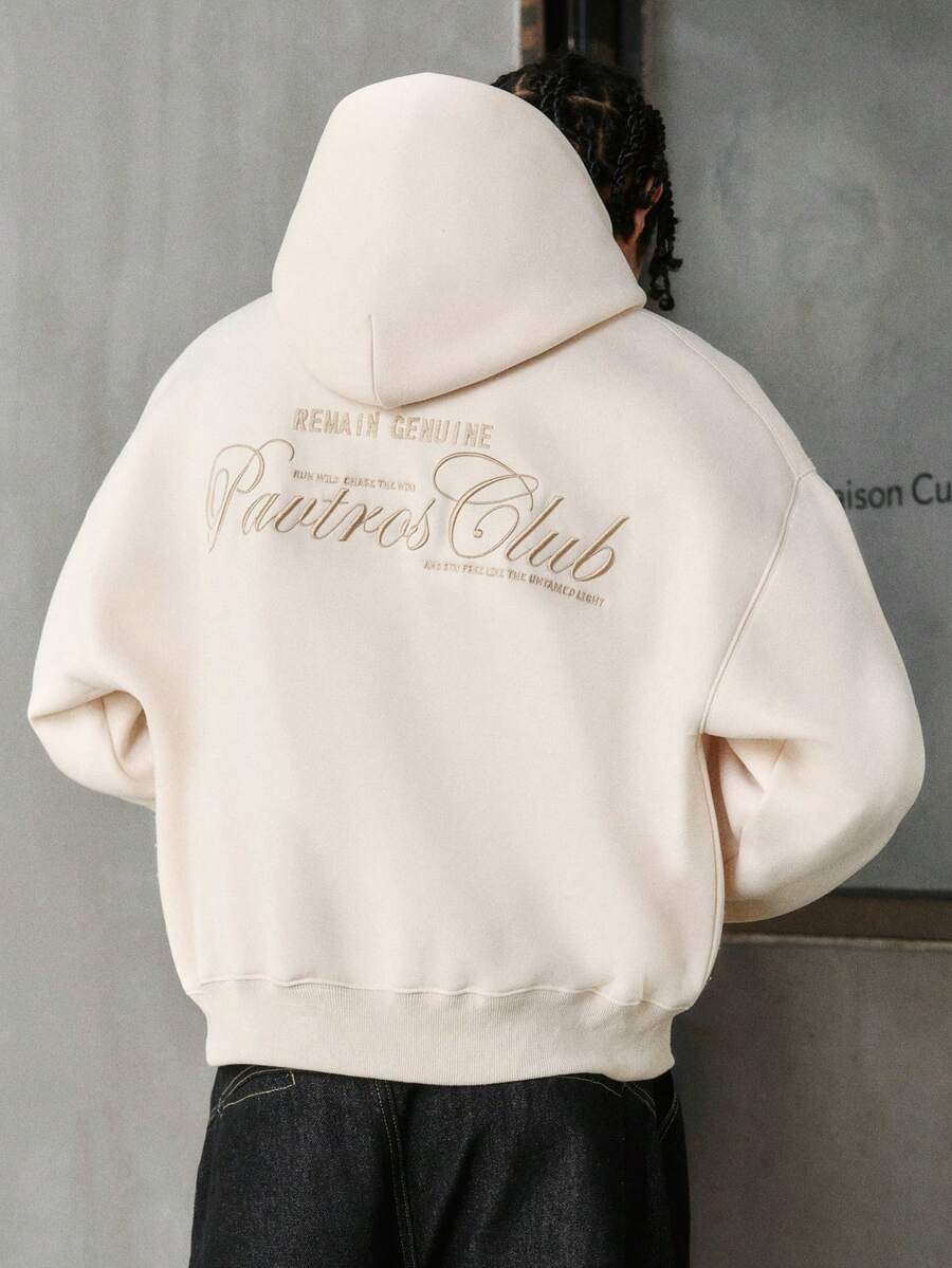 PAVTROS Men's Drop Shoulder Long Sleeve Casual Loose Short Hoodie Y2k Hoodie,Streetwear - Khaki - View 1