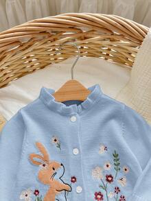 SHEIN Newborn Baby Girl Cute & Sweet Embroidered Button Sweater