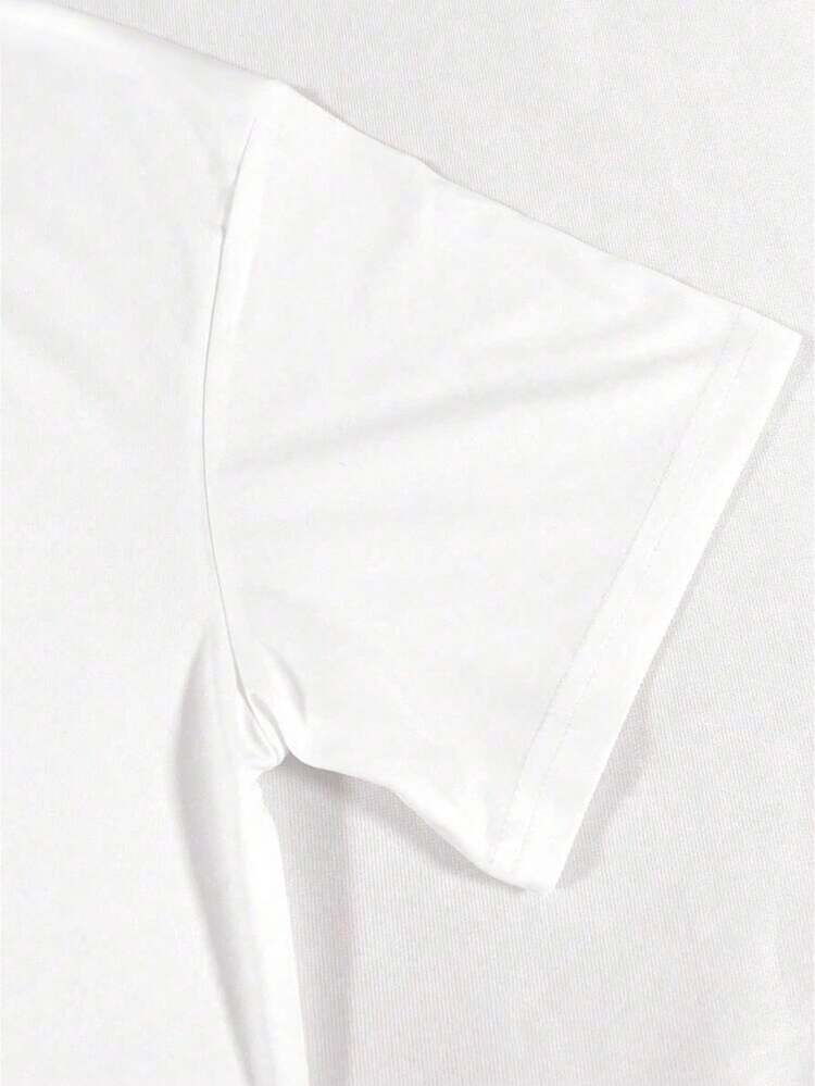 EMERY ROSE Cute Cat Love Dress Up Sweet Sister Style Print Casual Plus Size T-Shirt - White - View 4