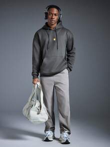 Driftmere Men's Outdoor Adventure Element Print Drawstring Hoodie Sweatshirt, Back To School, Autumn/Winter - Dark Grey - View 7