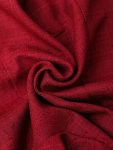 SHEIN Clasi 女士优雅红色粗花呢天鹅绒拼接领修身西装外套，适合派对穿着 - 紅色 - 查看 12