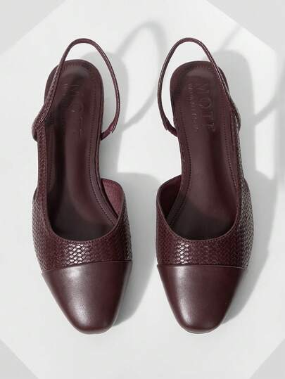 MOTF WOMEN CONTRAST WOVEN SQUARE TOE FLATS VALENTINE'S DAY