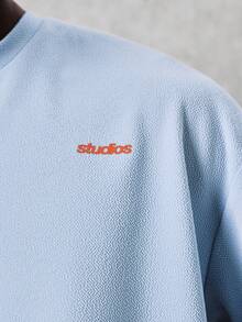 SUMWON Elliot Essentials 圆领短袖T恤，印有品牌文字图案，适合日常休闲穿着，纯色款 - 藍色 - 查看 6