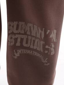 SUMWON Pantaloni della tuta a gamba ampia con stampa NYC e dettagli grafici in stile urban street, per un look casual e comodo per l'inverno - Castano - Visualizzare 7