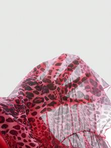 ROMWE Y2K Camiseta de tirantes ajustada con estampado de leopardo, cadena metálica y strass para mujer de talla grande - Rosa Fucsia - Ver 5
