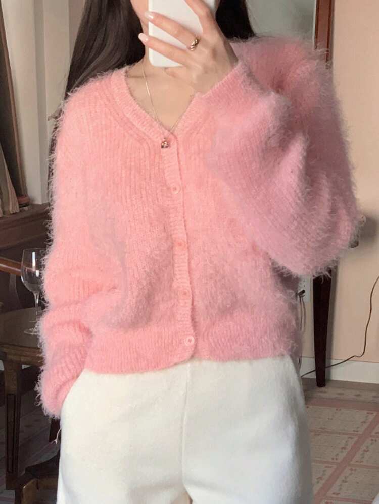 Soft & Cozy V-Neck Cardigan Sweater Jacket, Autumn/Winter For Women