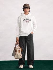 Open Phase 男士字母图案连帽卫衣，适合秋冬春夏穿着，日常搭配，送给男友/老公的礼物 - 白色 - 查看 3