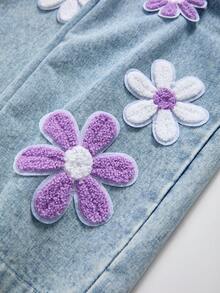 Sparklyn Bộ đồ 2 món dành cho bé gái tuổi teen, gồm áo hoodie dài tay dáng rộng, thoải mái với họa tiết hoa 3D dễ thương, phù hợp cho việc đi làm hàng ngày, thư giãn, du lịch và những buổi tụ họp chị em. - Màu tím - Xem 5