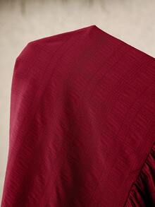 SHEIN LUNE Váy dài vải họa tiết cỡ lớn cho nữ, váy mùa hè, trang phục tốt nghiệp ngày 4 tháng 7 màu trắng - Màu Đỏ Sâu - Xem 7