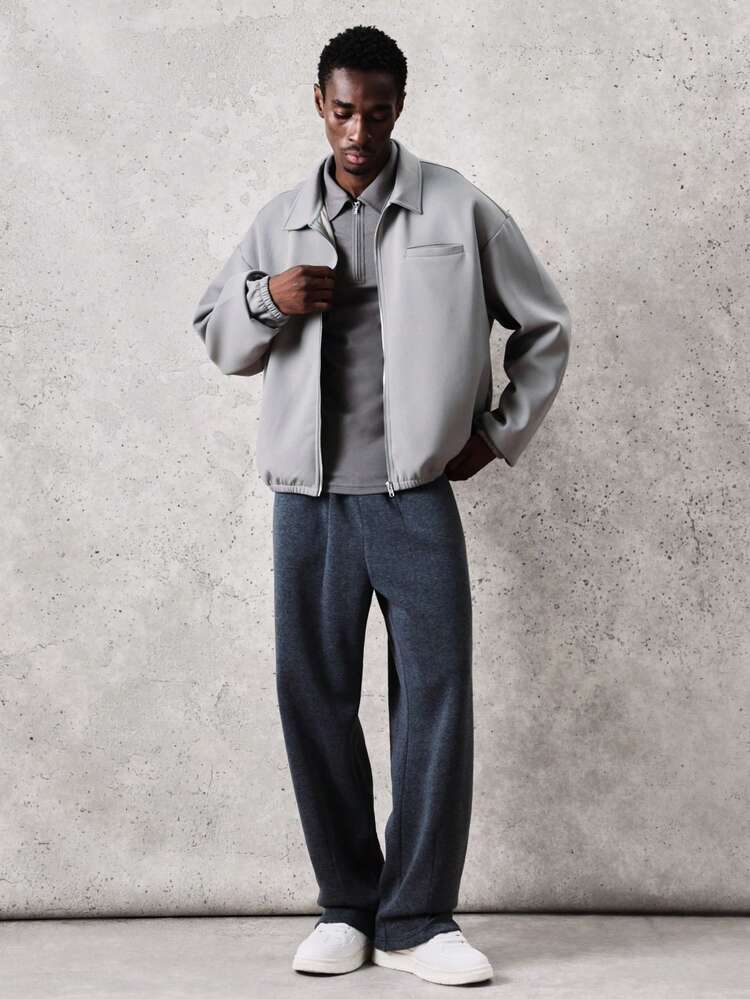 Boxy Zip Front Jacket With Elastic Waistband