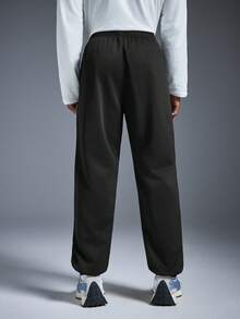 Driftmere 1 Pair Of Men's Casual Sports Pants, Slim-Fit And(Can Be Translated As "Cuffed" Or "Tapered At The Ankle" Depending On The Style; Here It's Kept As For Accuracy But "Cuffed" Is A Common Equivalent) Style, Suitable For Wearing At Home And Outdoor Activities, Can Be Used As A Couple's Gift. Made Of 100% Polyester Fiber, With A Drawstring Waistband For Easy Adjustment, And Available In Multiple Colors. Spring To Summer - Black - View 2