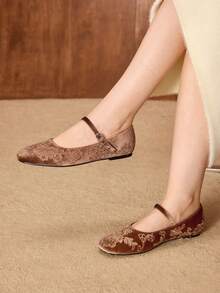 MOTF BAILARINAS CON BORDADO FLORAL PARA MUJER - Marrón - Ver 8
