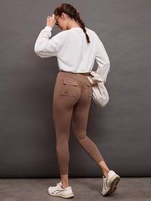 Activina Drop Shoulder Drawstring Hem Crop Sports Long Sleeve Pullover Crew Neck Women Sweatshirt