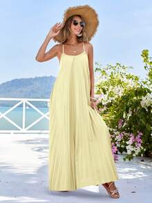 Vivid Eden Women's Solid Color Backless Casual Vacation Beach Dress,