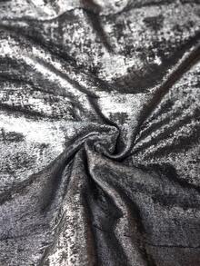 女士银色纹理开衩袖亮面V领连衣裙，适合新年派对穿着，LanaWest连衣裙 - 銀色 - 查看 7