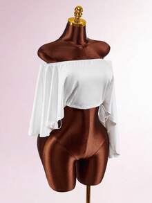 Amplova 2026 New White Off-Shoulder Oblique Shoulder Versatile Solid Color Comfortable Women Top - White - View 17