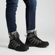 SEGURITO Botas damas trabajo, botas tacticas, impermeables, puntera de acero, planta de Kevlar, suela antideslizante, forro microfibra transpirable, elegante y resistente, ofrece una sensación cómoda al pisar. Adecuado para trabajadores de la construcción, personal de logística, carpinteros, senderismo, actividades al aire libre, trabajo y diversos deportes al aire libre. - Negro - Ver 5