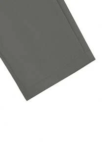 Calvornis Solid Color Casual Pants With Pockets And Belt Loops, Versatile For Daily Wear - Grey - View 3