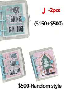 $150/$300/$500/$1000 迷你活页夹储蓄挑战，25 张纸套，金钱挑战口袋整理器 - 彩色 - 查看 20