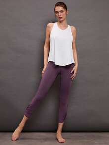 Activina Top sin mangas de unicolor casual con espalda de tirantes, versátil para el verano - Blanco - Ver 3