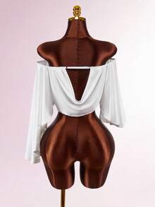 Amplova 2026 New White Off-Shoulder Oblique Shoulder Versatile Solid Color Comfortable Women Top - White - View 18