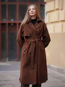 Áo khoác ve áo thời trang đơn giản dành cho nữ, phù hợp cho mùa thu/đông - màu nâu - Xem 5