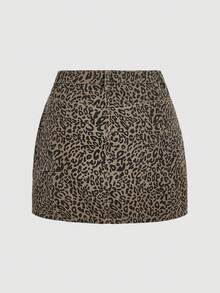 SHEIN MOD Women's Mini Red Cotton Casual Denim Skirt - Multicolor - View 2