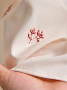 CosyJoli Áo cánh thêu cỡ lớn cho nữ, Áo hoa nhỏ xinh, Áo sơ mi dài tay dễ thương, Trang phục thường ngày khi đi làm - Màu be - Xem 7