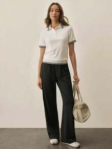 CourtClass 撞色条纹印花时尚短袖运动Polo衫 - 白色 - 查看 4